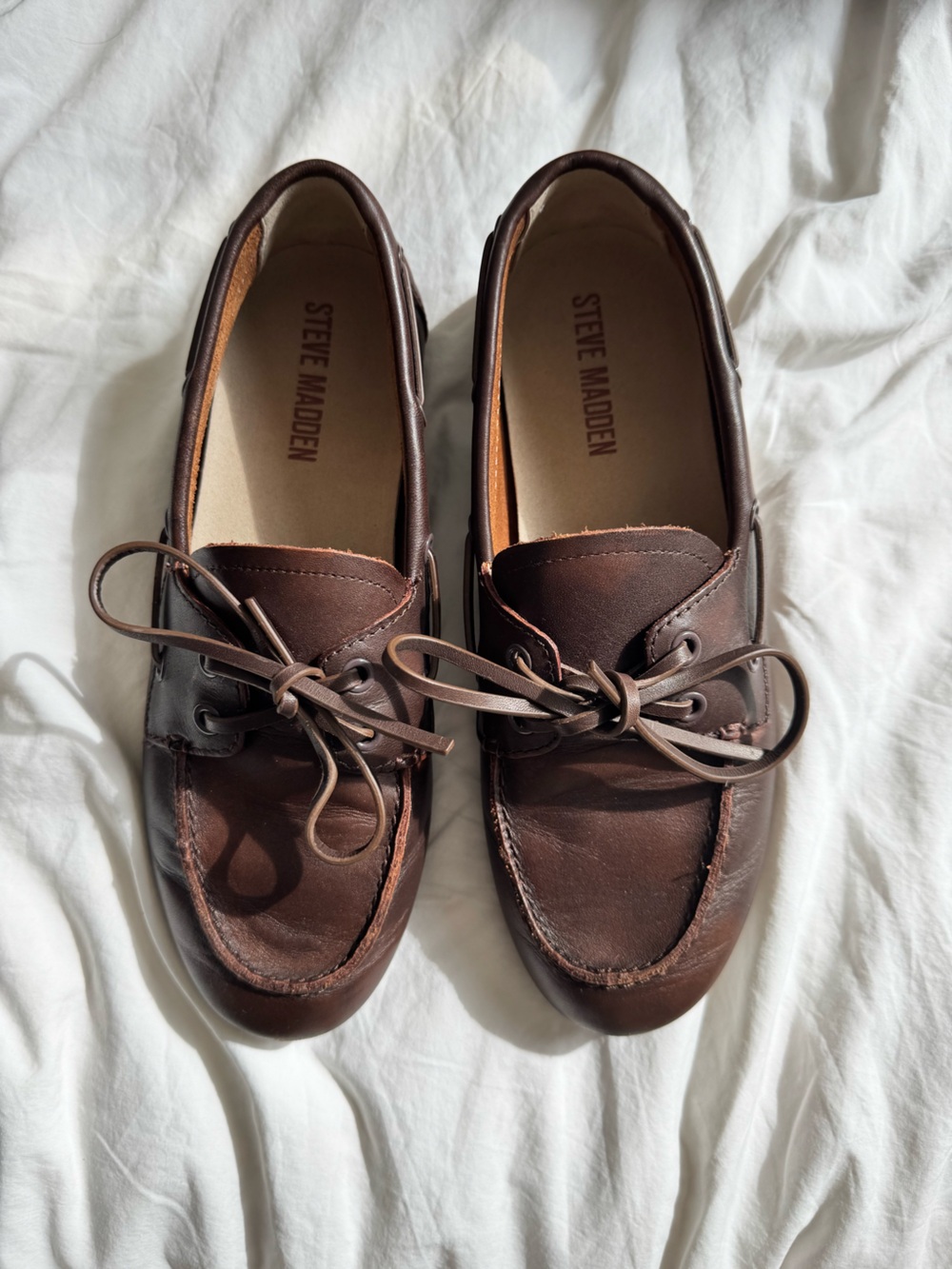 Steve Madden Dark Brown Leather Boat Shoes - worn once